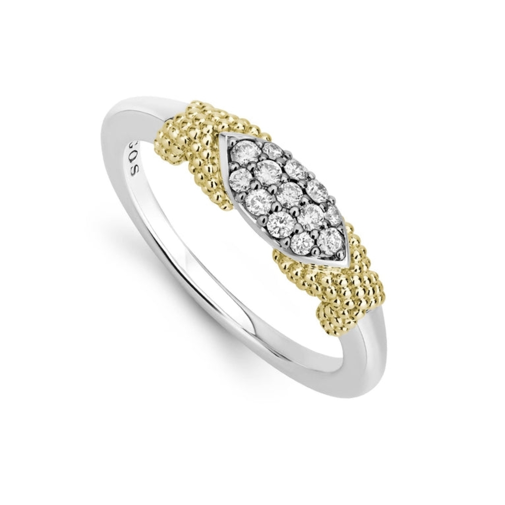 LAGOS X Diamond Caviar Stacking Ring NWT